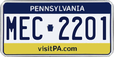 PA license plate MEC2201