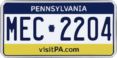PA license plate MEC2204