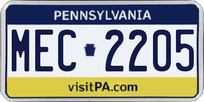 PA license plate MEC2205