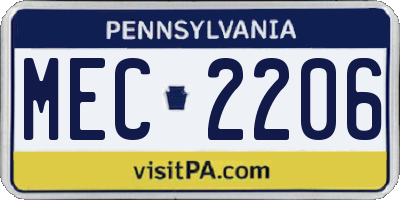 PA license plate MEC2206