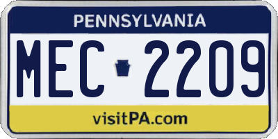 PA license plate MEC2209