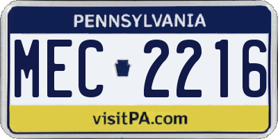 PA license plate MEC2216
