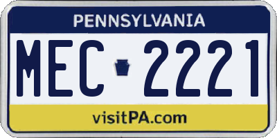 PA license plate MEC2221