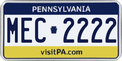 PA license plate MEC2222