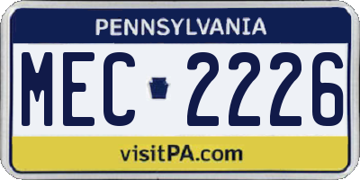PA license plate MEC2226