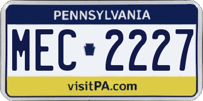 PA license plate MEC2227