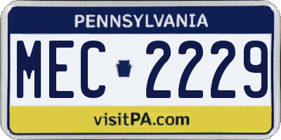 PA license plate MEC2229