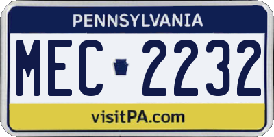 PA license plate MEC2232