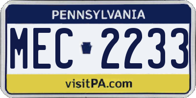 PA license plate MEC2233