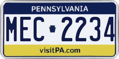 PA license plate MEC2234