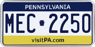 PA license plate MEC2250