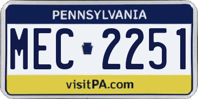PA license plate MEC2251
