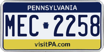 PA license plate MEC2258