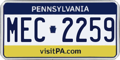PA license plate MEC2259