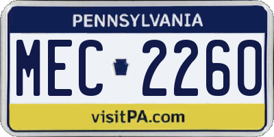 PA license plate MEC2260