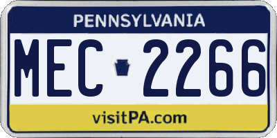 PA license plate MEC2266