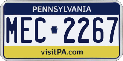 PA license plate MEC2267