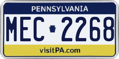 PA license plate MEC2268