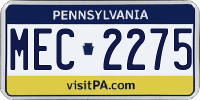 PA license plate MEC2275