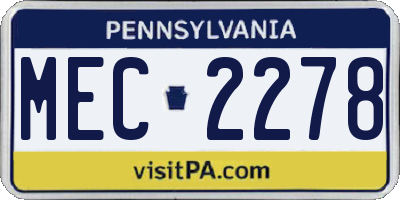 PA license plate MEC2278