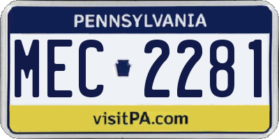 PA license plate MEC2281