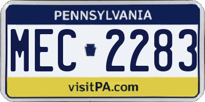 PA license plate MEC2283