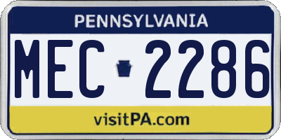 PA license plate MEC2286