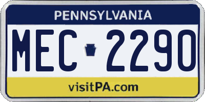 PA license plate MEC2290