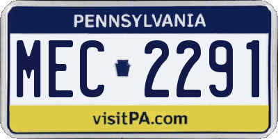 PA license plate MEC2291
