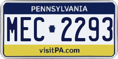 PA license plate MEC2293