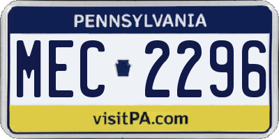 PA license plate MEC2296