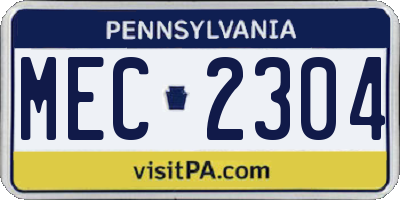 PA license plate MEC2304