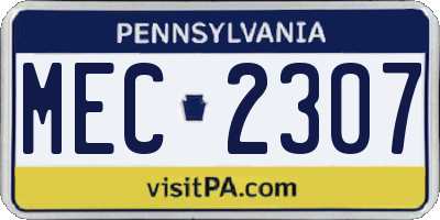 PA license plate MEC2307