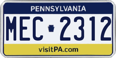PA license plate MEC2312