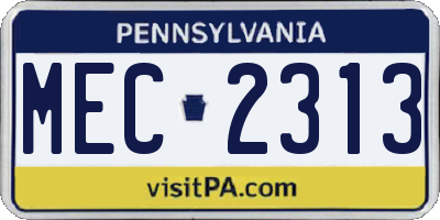 PA license plate MEC2313