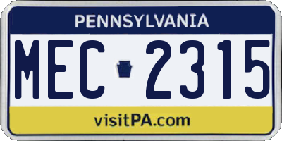 PA license plate MEC2315