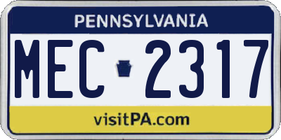 PA license plate MEC2317
