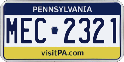 PA license plate MEC2321