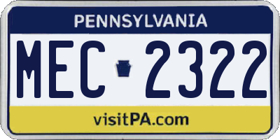 PA license plate MEC2322