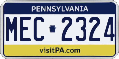 PA license plate MEC2324