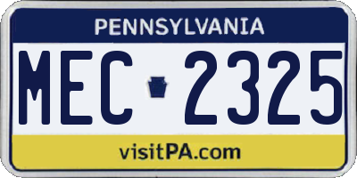 PA license plate MEC2325