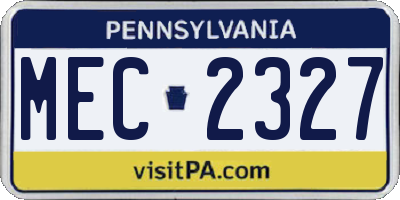 PA license plate MEC2327