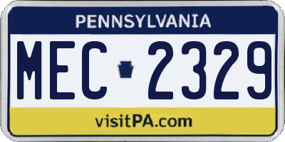 PA license plate MEC2329