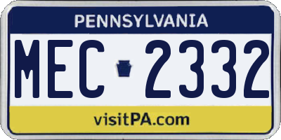 PA license plate MEC2332