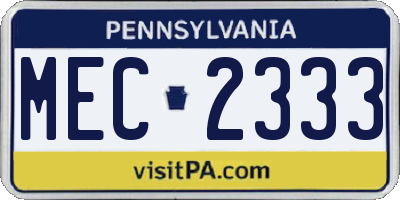 PA license plate MEC2333