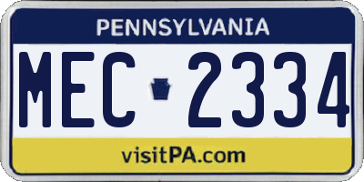 PA license plate MEC2334