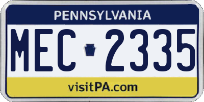 PA license plate MEC2335