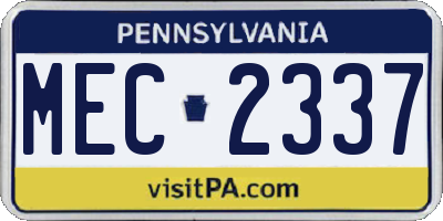 PA license plate MEC2337