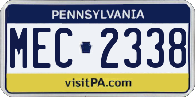 PA license plate MEC2338