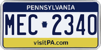 PA license plate MEC2340